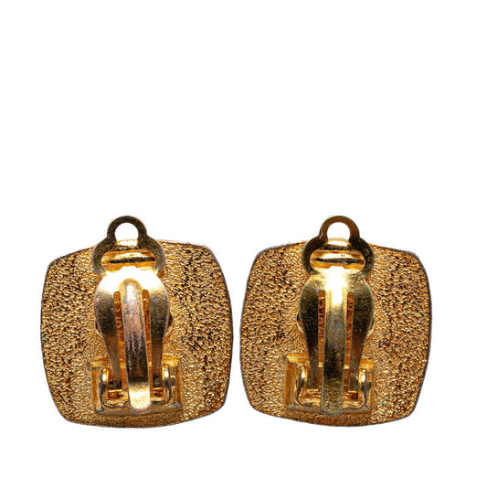 Chanel Vintage Coco Mark Earrings Gold Black