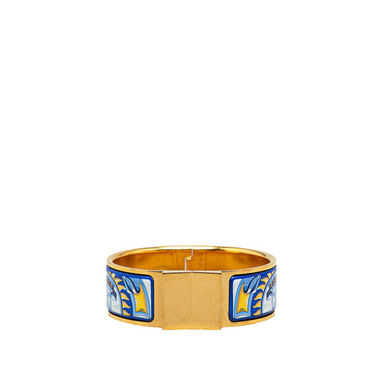 Hermes Enamel GM Bangle Gold Blue