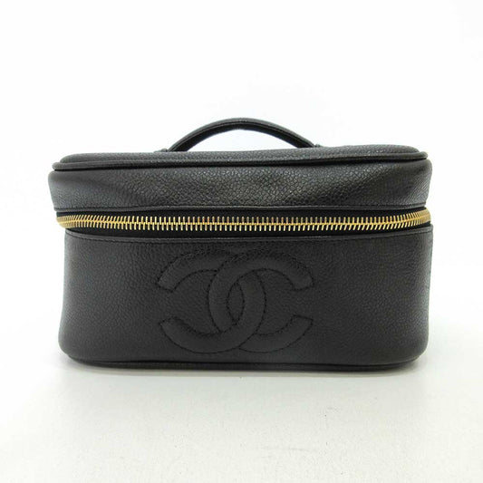 Chanel Caviar Vanity Bag Black Gold A01997