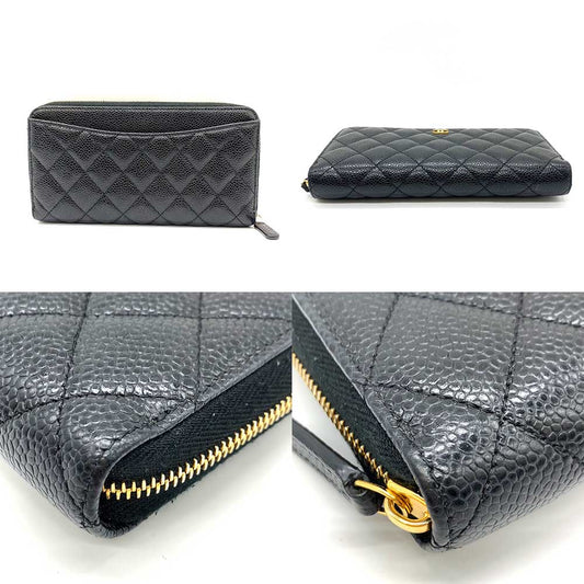 Chanel Classic Caviar Leather Long Wallet Black