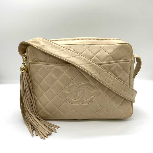 Chanel Lambskin Matelasse Shoulder Bag Beige