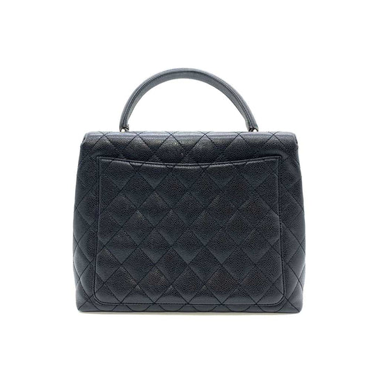 Chanel Caviar Skin Kelly Handbag Black Gold Hardware