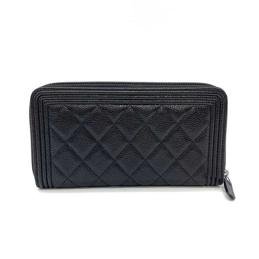 Chanel Boy Long Wallet Caviar Leather Black