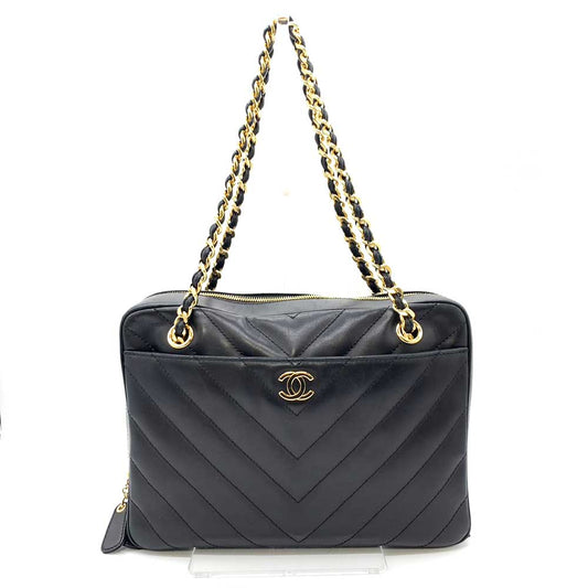 Chanel Lambskin V-Stitch Chain Shoulder Bag