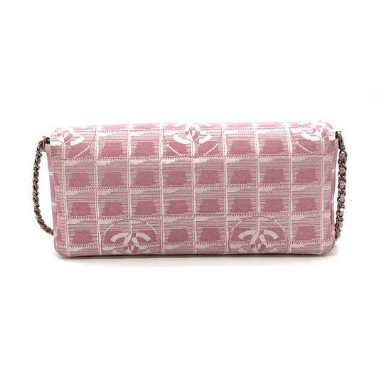 Chanel Nylon Jacquard Chain Shoulder Bag Pink