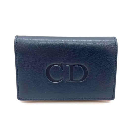 Dior Leather Card Case Navy Red