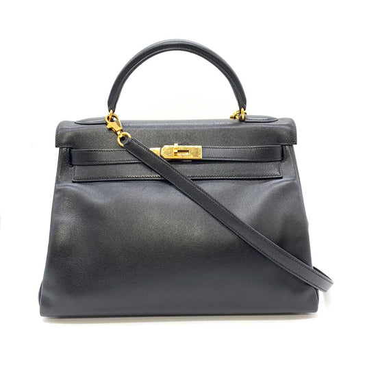 Hermes Kelly 32 Black Leather Handbag