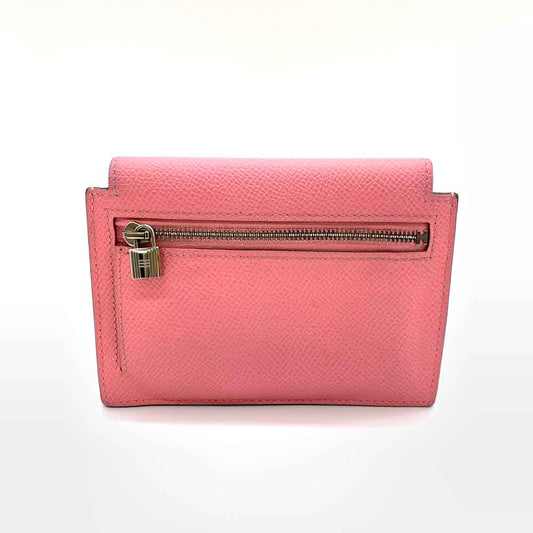 Hermes Kelly Pocket Compact Wallet Pink Leather