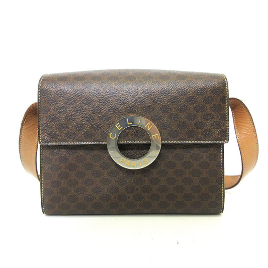 Celine Brown Shoulder Bag PVC Leather