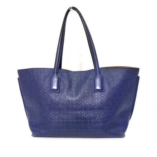 Loewe Leather T Shopper Tote Bag Navy