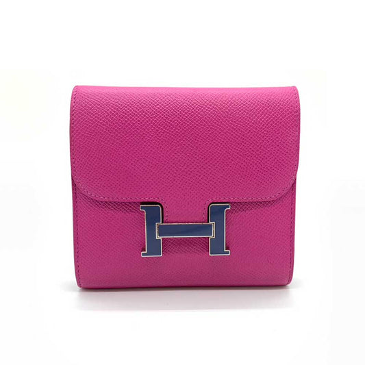 Hermes Constance Compact Wallet Pink Leather