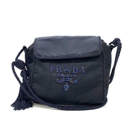 Prada Nylon Mini Shoulder Bag Dark Navy