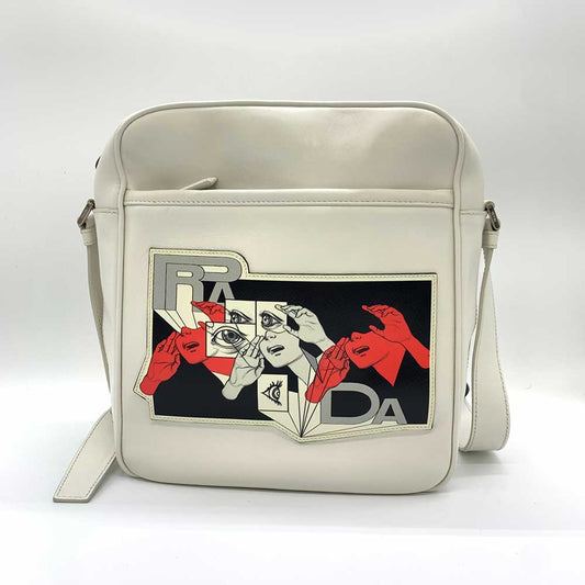 Prada Comic Print Leather Shoulder Bag