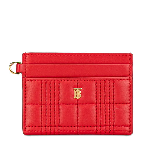 Burberry TB Monogram Quilted Card Case Red Leather