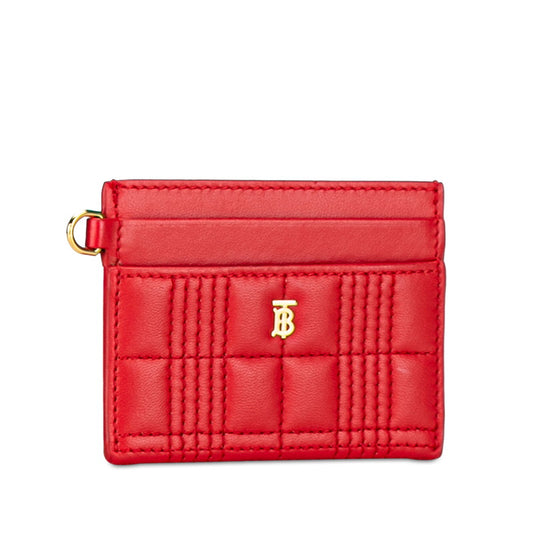 Burberry TB Monogram Quilted Card Case Red Leather