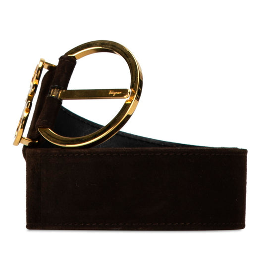 Salvatore Ferragamo Gancini Leather Belt Brown