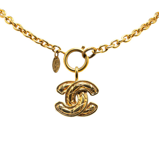 Chanel Vintage Coco Mark Necklace Gold Plated