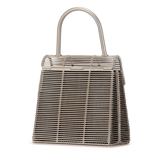 Salvatore Ferragamo Gancini Metal Basket Handbag