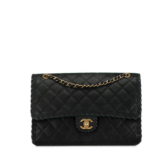 Chanel Suede Leather Matelasse Chain Shoulder Bag