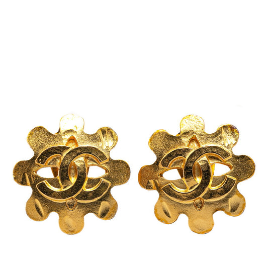 Chanel Vintage Coco Mark Earrings Gold