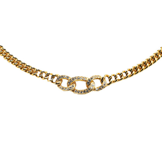 Dior Triple Round Rhinestone Necklace Gold