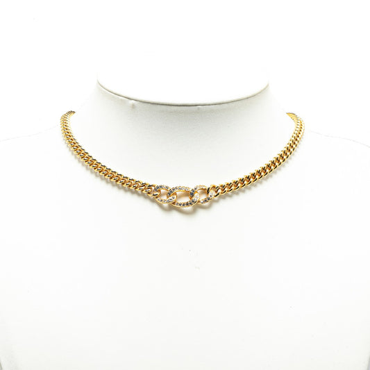 Dior Triple Round Rhinestone Necklace Gold