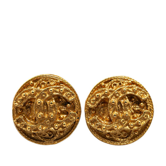 Chanel Vintage Coco Mark Earrings Gold