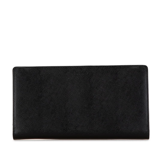 Prada Leather Long Wallet Black