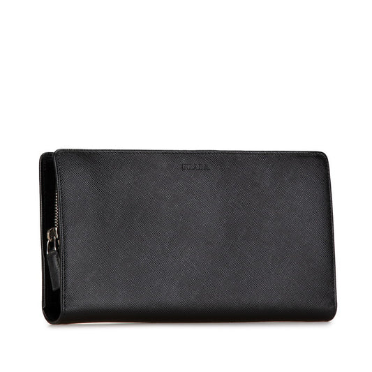 Prada Leather Long Wallet Black