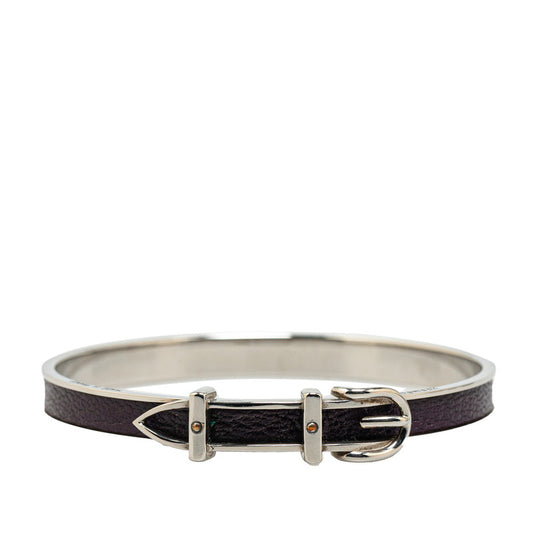 Hermes Silver Purple Metal Leather Bracelet