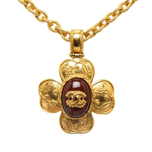 Chanel Vintage Gripoix Coco Mark Flower Necklace