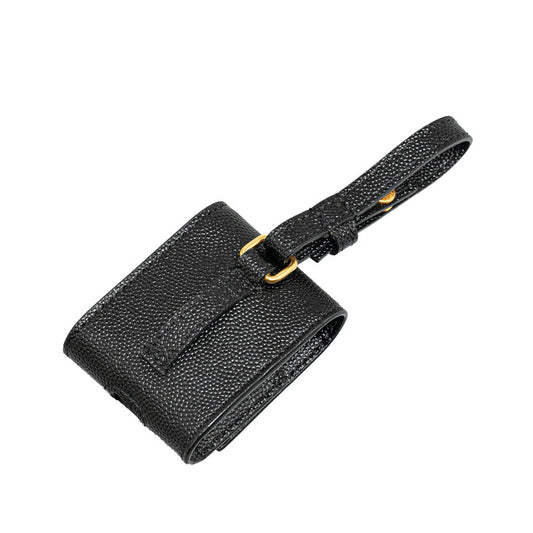 YSL Logo Leather AirPods Case Black Gold