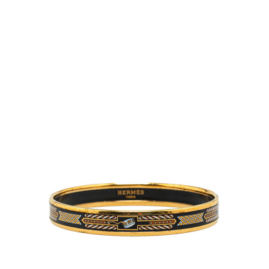 Hermes Enamel PM Bangle Gold Black