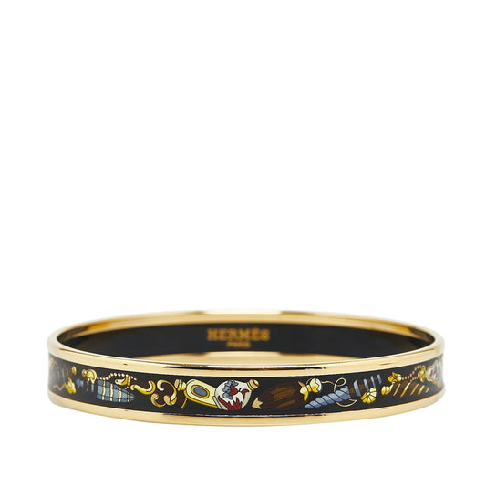 Hermes Enamel PM Cloisonne Bangle Gold