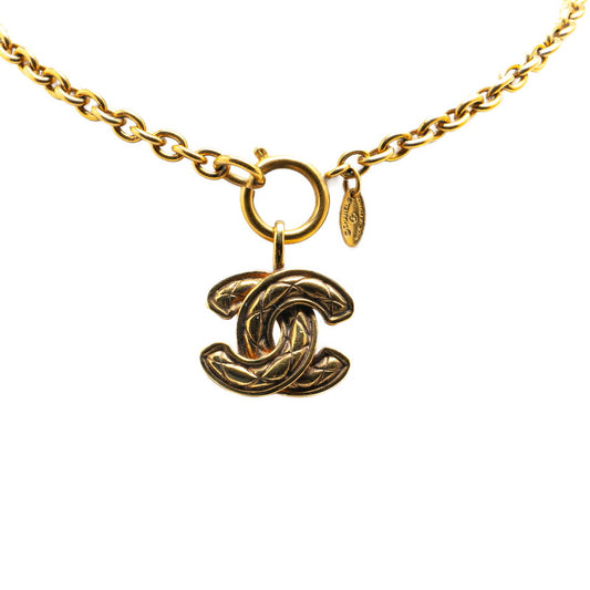 Chanel Matelasse Coco Mark Necklace Gold