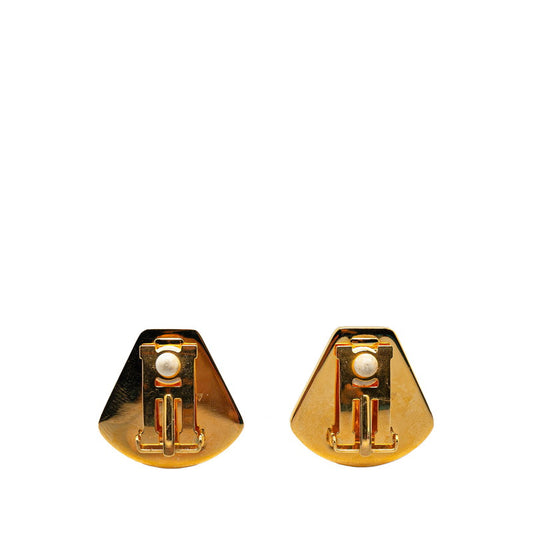 Hermes Enamel Earrings Gold Red Multicolor