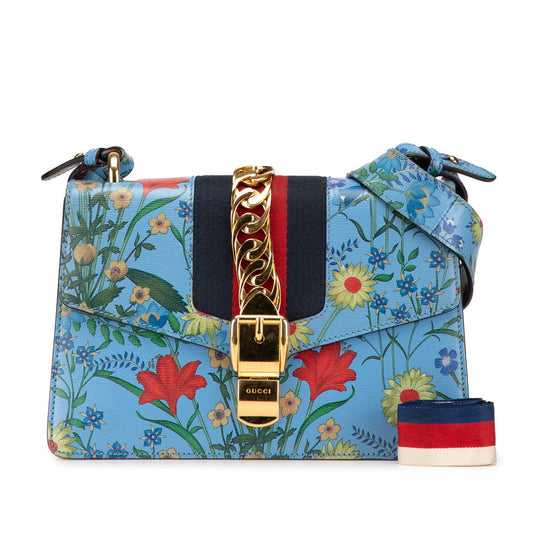 Gucci Sylvie Floral Leather Handbag