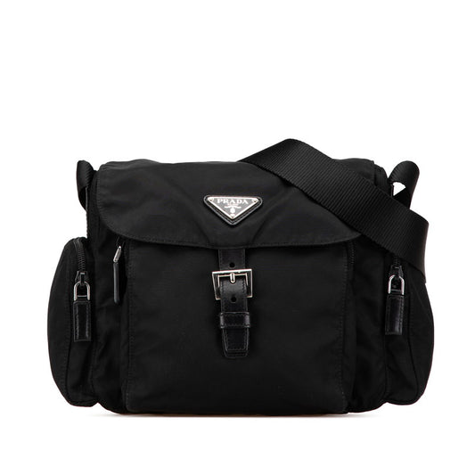 Prada Nylon Triangle Logo Shoulder Bag