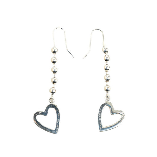 Gucci Heart Motif Silver Hook Earrings