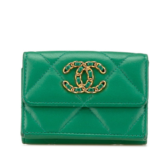 Chanel Matelasse Trifold Wallet Green