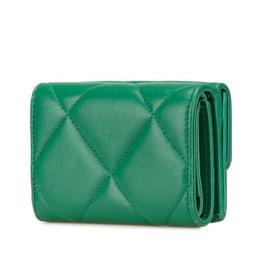 Chanel Matelasse Trifold Wallet Green