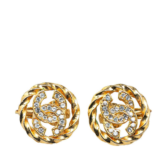 Chanel Coco Mark Rhinestone Clip Earrings