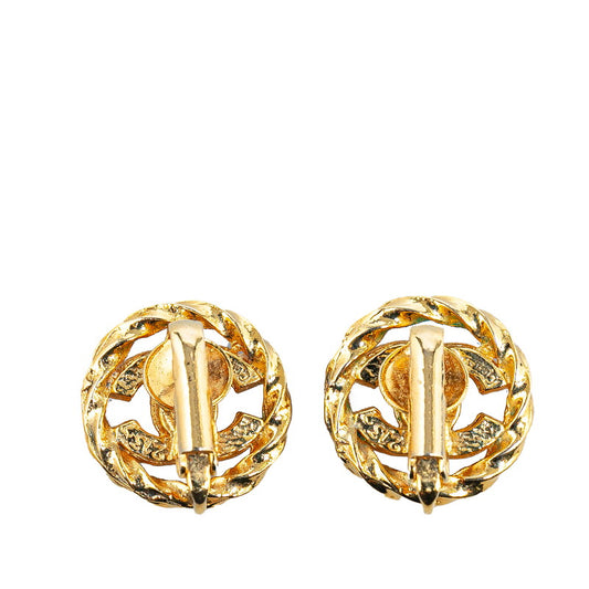 Chanel Coco Mark Rhinestone Clip Earrings