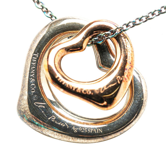 Tiffany & Co Double Open Heart Necklace Silver Gold