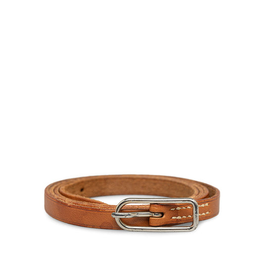 Hermes Leather Ap1 Bracelet Brown Silver