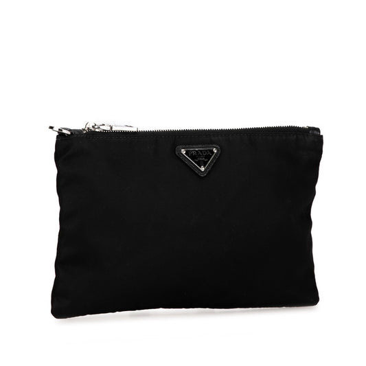 Prada Nylon Triangle Logo Pouch Black