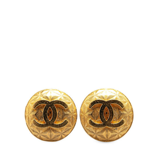 Chanel Vintage Coco Mark Earrings Gold