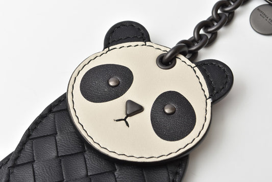 Bottega Veneta Leather Keyring Panda Black/White