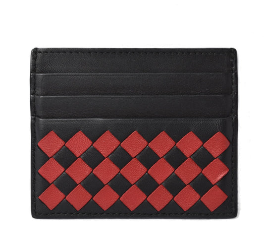 Bottega Veneta Nappa Card Case Black/Red