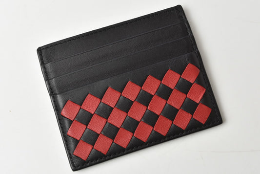 Bottega Veneta Nappa Card Case Black/Red